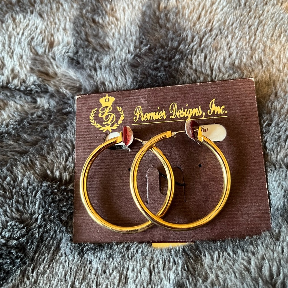 Vintage Premier Designs Gold Hoop Earrings